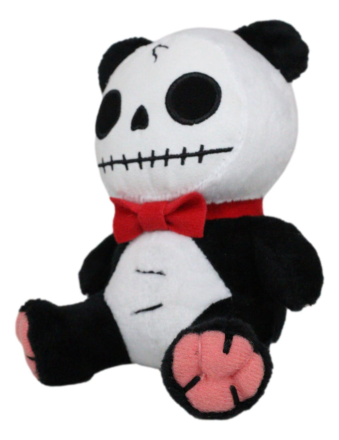Ebros Gift Ebros Furry Bones Skeleton Pandie Panda With Red Bow Tie Plush Toy Doll 6" Tall
