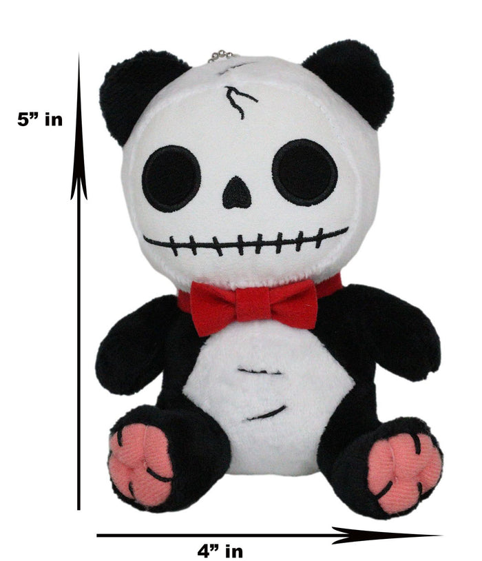 Ebros Gift Ebros Furry Bones Skeleton Pandie Panda With Red Bow Tie Plush Toy Doll 6" Tall