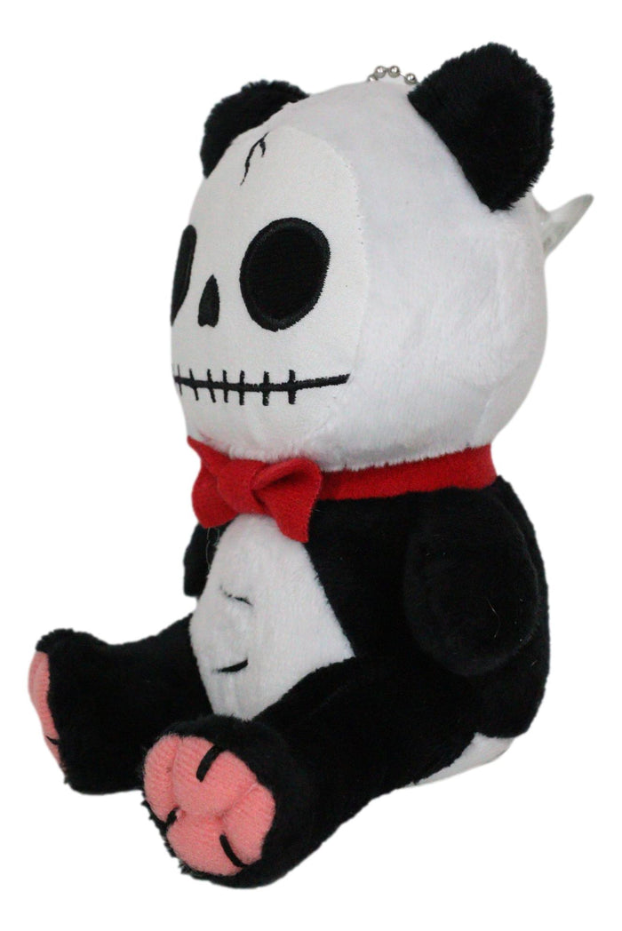 Ebros Gift Ebros Furry Bones Skeleton Pandie Panda With Red Bow Tie Plush Toy Doll 6" Tall