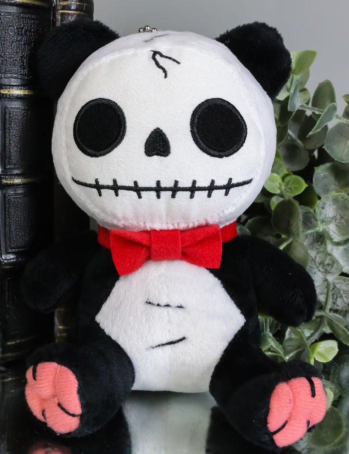 ebros gift Ebros Furry Bones Skeleton Pandie Panda with Red Bow Tie Plush Toy Doll 6" Tall