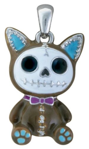 Ebros Gift Ebros Furry Bones Voodoo Mocha Cat Mao Mao Pewter Necklace Pendant Jewelry