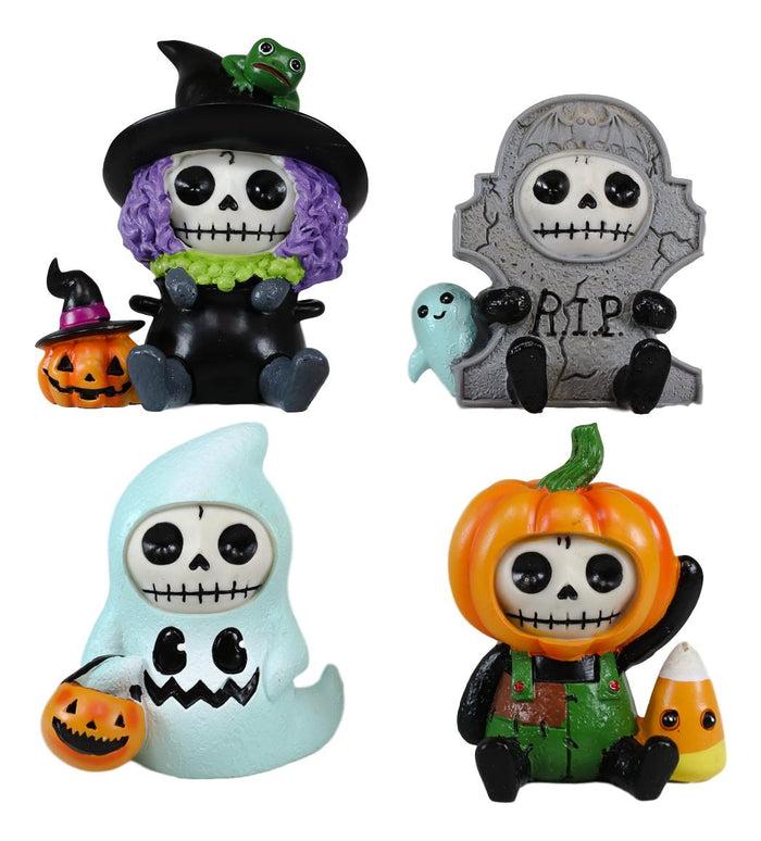 Ebros Gift Ebros FurryBone Halloween Characters Skeleton Limited Edition Figurines Set Of 4