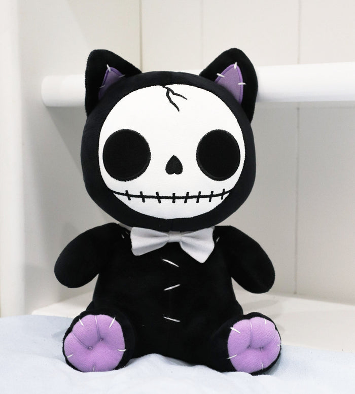 ebros gift Ebros FurryBones Black Voodoo Kitten Cat With Bowtie Plush Toy Collectable 10"H
