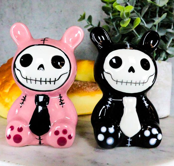 Ebros Gift Ebros Furrybones Bunnie Rabbit Skeleton Monster Ceramic Salt Pepper Shakers Set
