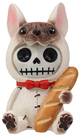 Ebros Gift Ebros Furrybones French Bulldog With Baguette Bread Skeleton Statue Toy Furry Bones