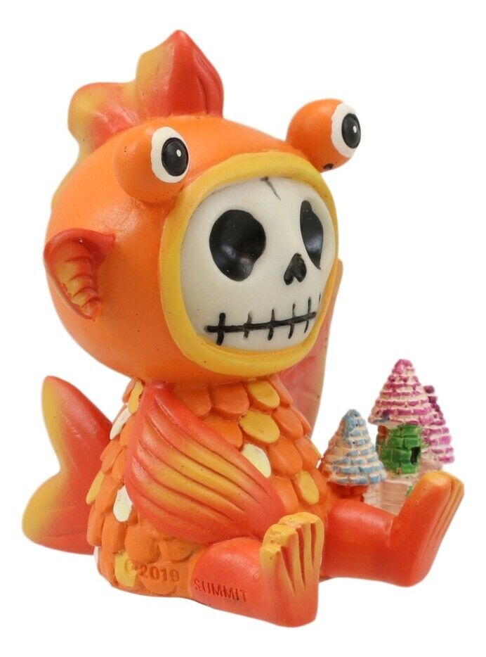 Ebros Gift Ebros Furrybones Goldfish Fish With Rainbow Sea Castle Skeleton Statue Toy