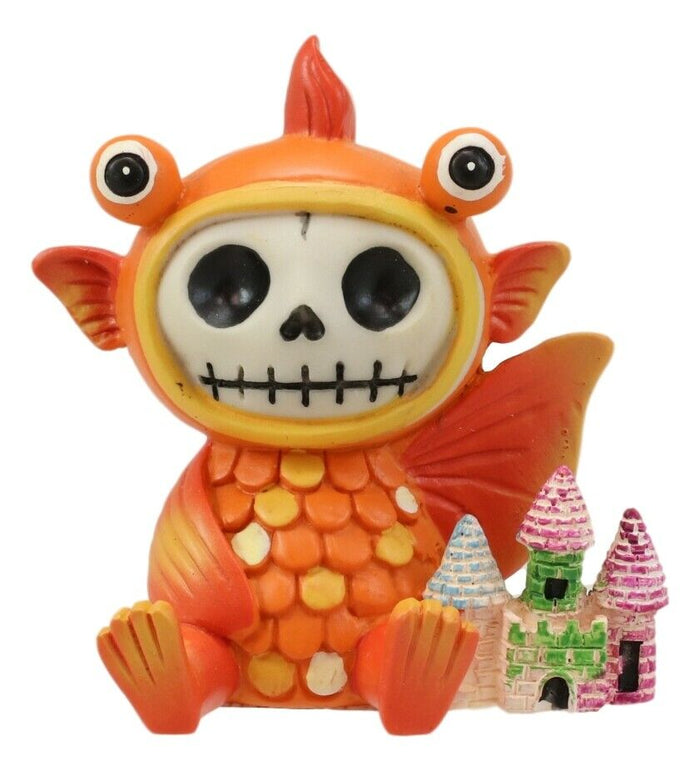 Ebros Gift Ebros Furrybones Goldfish Fish With Rainbow Sea Castle Skeleton Statue Toy