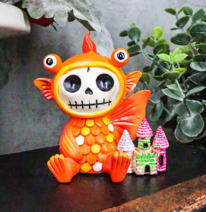 ebros gift Ebros Furrybones Goldfish Fish With Rainbow Sea Castle Skeleton Statue Toy