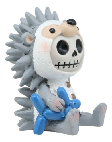 Ebros Gift Ebros Furrybones Hedrick The Hedgehog Figurine Small 2.75 Inch Tall Furry Bones Skeleton Monster Collectible Decor Statue Gothic DOD Spiny Mammal Hedgehogs Holding Party Balloon Dog Sculpture