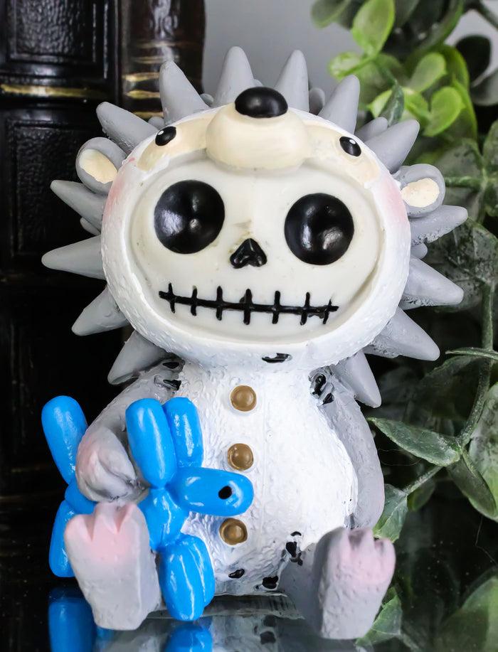 ebros gift Ebros Furrybones Hedrick The Hedgehog Figurine Small 2.75 Inch Tall Furry Bones Skeleton Monster Collectible Decor Statue Gothic DOD Spiny Mammal Hedgehogs Holding Party Balloon Dog Sculpture