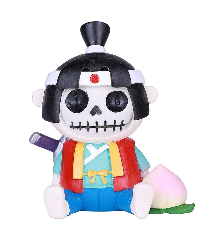 ebros gift Ebros Furrybones Japanese Folklore Hero Momotaro Peach Boy Samurai Hero Figurine Small 3 Inch Tall Furry Bones Skeleton Decor Collectible Statue