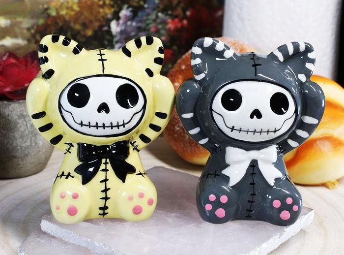 ebros gift Ebros Furrybones Mao Striped Kittens Voodoo Skeleton Cats Salt And Pepper Shakers Set