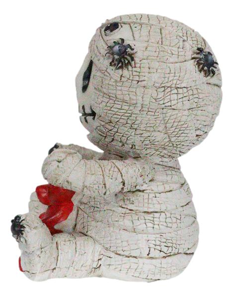 Ebros Gift Ebros Furrybones Mummy Sarcophagus With Red Teddy Bear & Spiders Figurine 2.75"H
