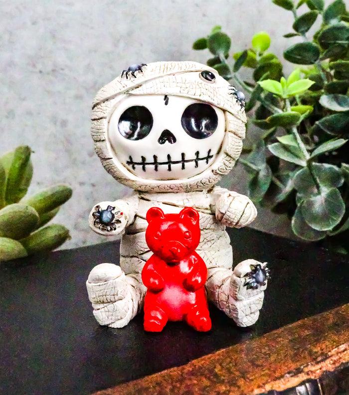 Ebros Gift Ebros Furrybones Mummy Sarcophagus With Red Teddy Bear & Spiders Figurine 2.75"H