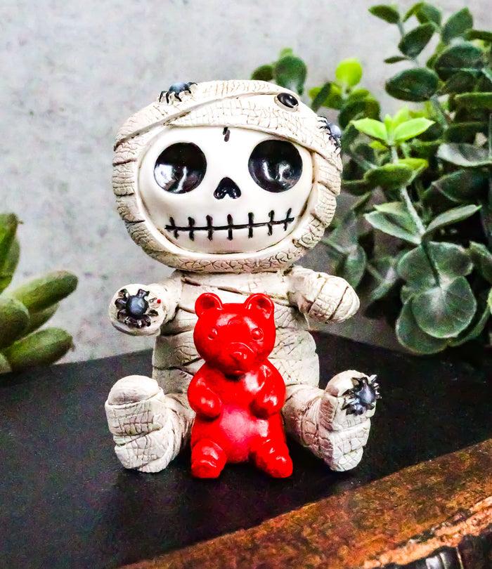 ebros gift Ebros Furrybones Mummy Sarcophagus with Red Teddy Bear & Spiders Figurine 2.75"H
