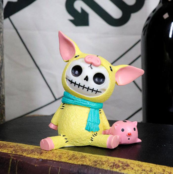 ebros gift Ebros Furrybones Porky Winter Pig Bacon With Pink Piggy Skeleton Figurine Furry Bones
