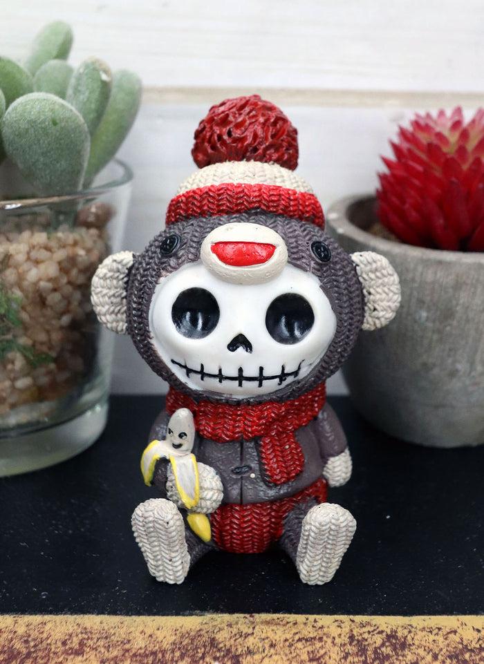 ebros gift Ebros Furrybones Sock Munky Figurine in Stuffed Sock Monkey Costume 3 Inch Tall