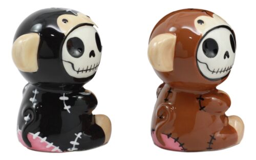 Ebros Gift Ebros Furrybones Twins Voodoo Skeleton Monkeys Ceramic Salt Pepper Shakers Set
