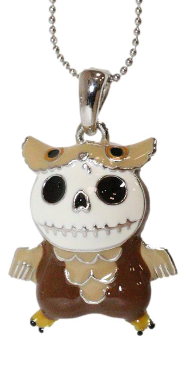 Ebros Gift Ebros Furrybones Voodoo Chocolate Hootie Horned Owl Necklace Pendant Jewelry