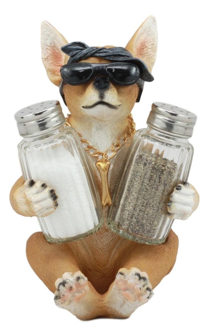 ebros gift Ebros Gangster Cholo Chihuahua With Shades Salt And Pepper Shakers Holder Figurine Set 7" H