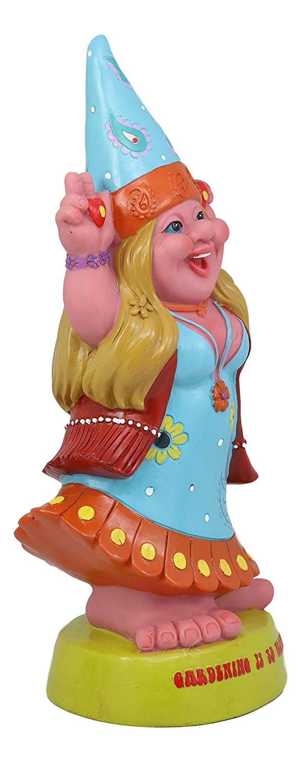 Ebros Gift Ebros Garden Green Thumb Flower Child Hippie Lady Gnome Statue 'Gardening Is So Groovey' Figurine 13.5" H