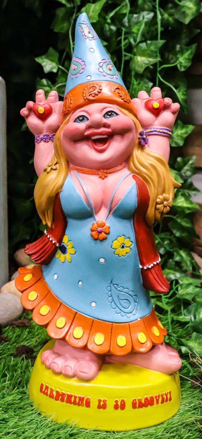 ebros gift Ebros Garden Green Thumb Flower Child Hippie Lady Gnome Statue 'Gardening is So Groovey' Figurine 13.5" H