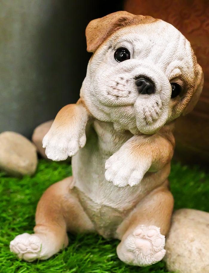 Ebros Gift Ebros Garden Pot Hanging Bulldog Statue 7.5" Tall With Glass Eyes Pet Figurine