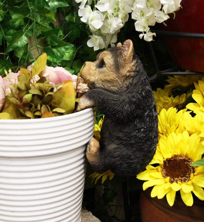 ebros gift Ebros Garden Pot Hanging Yorkshire Terrier Statue 8" Tall with Glass Eyes Yorkie