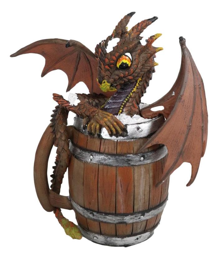 Ebros Gift Ebros German Fest Dark Beer Dragon In Aged Barrel Fantasy Drunk Dragons Figurine 6"H
