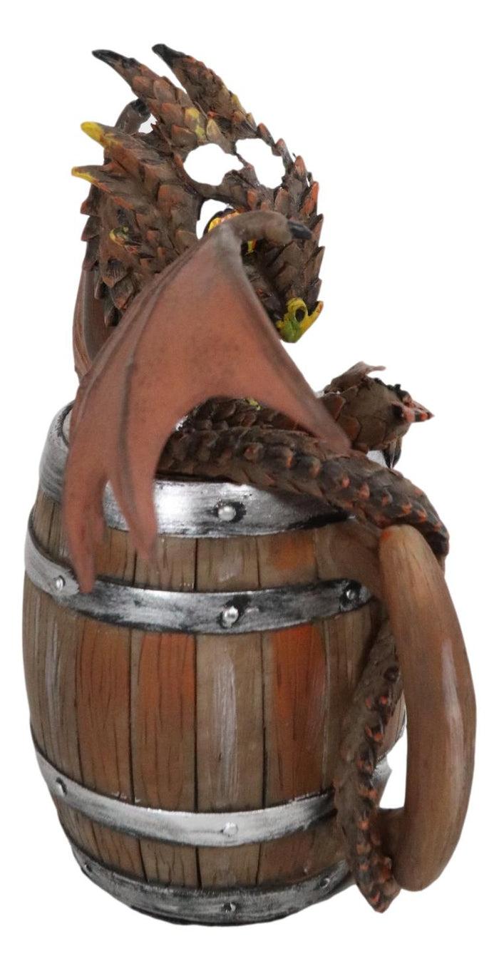 Ebros Gift Ebros German Fest Dark Beer Dragon In Aged Barrel Fantasy Drunk Dragons Figurine 6"H