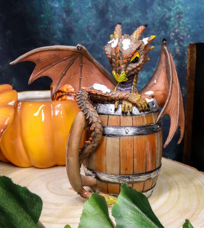 ebros gift Ebros German Fest Dark Beer Dragon in Aged Barrel Fantasy Drunk Dragons Figurine 6"H