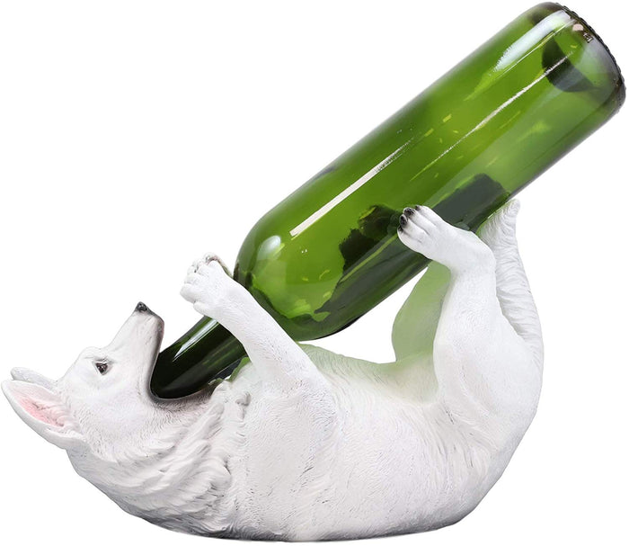 Ebros Gift Ebros German Shepherd Dog Wine Bottle Holder Kitchen Decor (White)