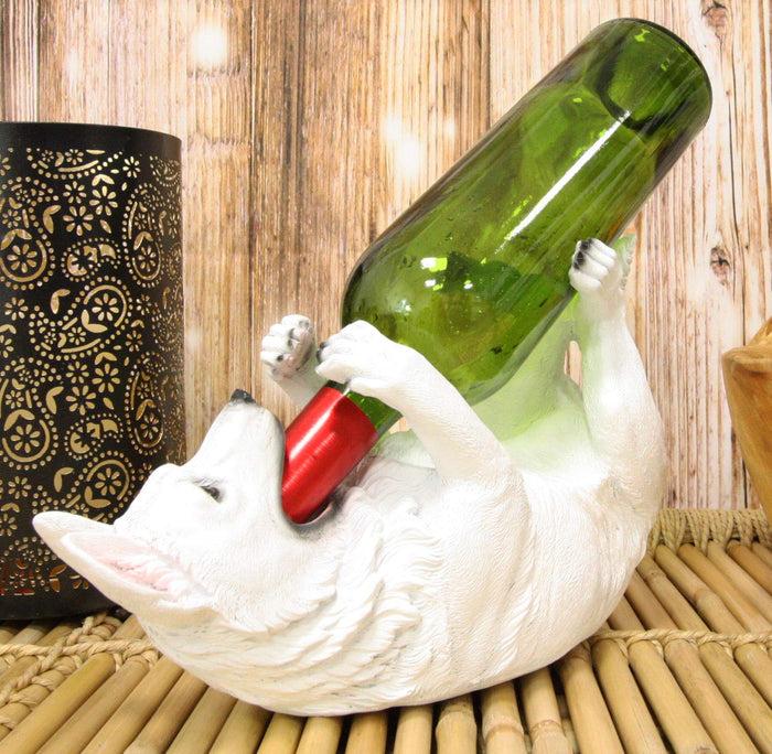 ebros gift Ebros German Shepherd Dog Wine Bottle Holder Kitchen Decor (White)