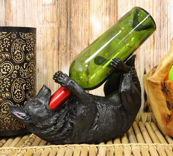 ebros gift Ebros German Shepherd Dog Wine Bottle Holder Kitchen Decor (Black)