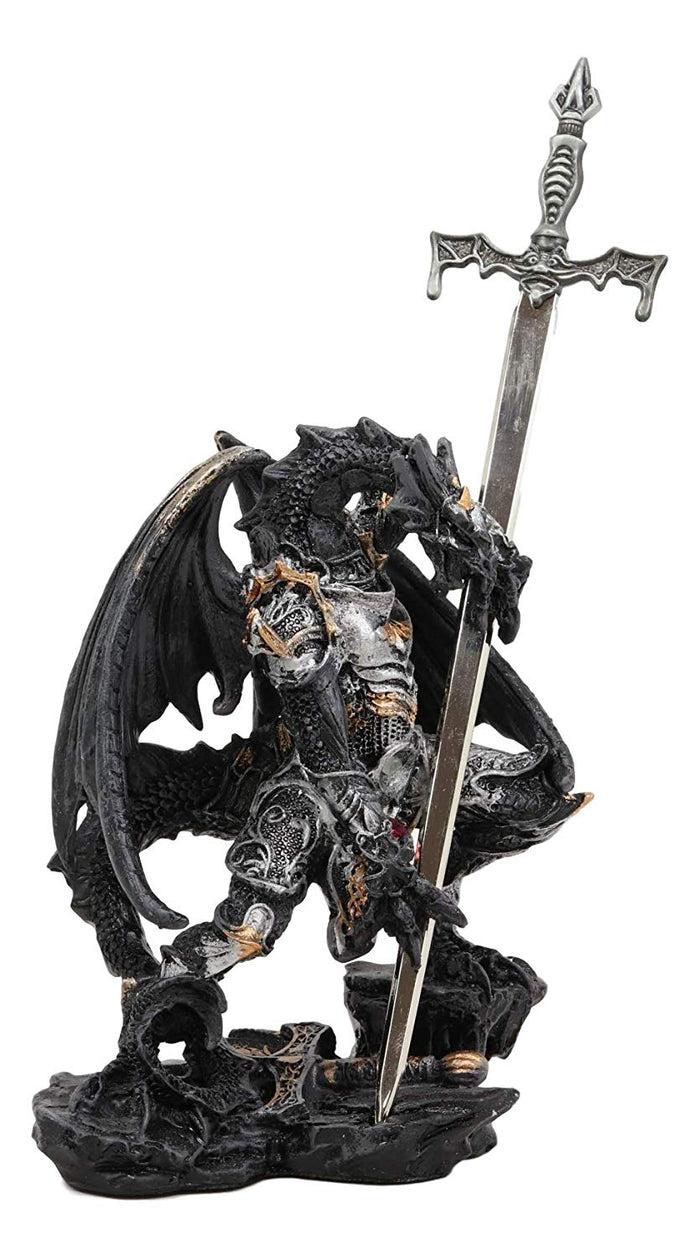 Ebros Gift Ebros Ghost Elemental Dragon With Battle Armor And Long Sword Letter Opener Statue