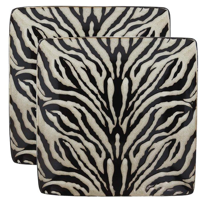 ebros gift Ebros Giant Cat Tiger Prints Large Square Dinner Plate Set of 2 10.75"Plates