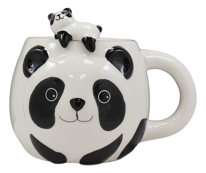 ebros gift Ebros Giant Panda Bear Ceramic Coffee Mug With Sleeping Cub Latch On Spoon Set