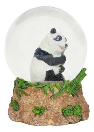 Ebros Gift Ebros Giant Panda Bear Eating Bamboo Water Globe Collectible 6.25" Tall Decor