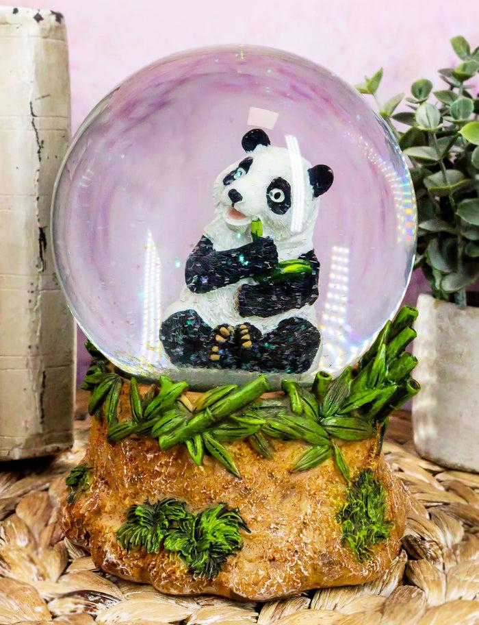 ebros gift Ebros Giant Panda Bear Eating Bamboo Water Globe Collectible 6.25" Tall Decor