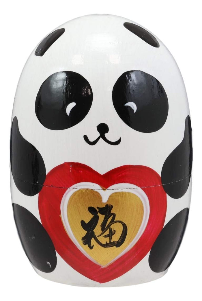 Ebros Gift Ebros Giant Panda Bear Wooden Toy Stacking Nesting Dolls 5 Piece Matryoshka