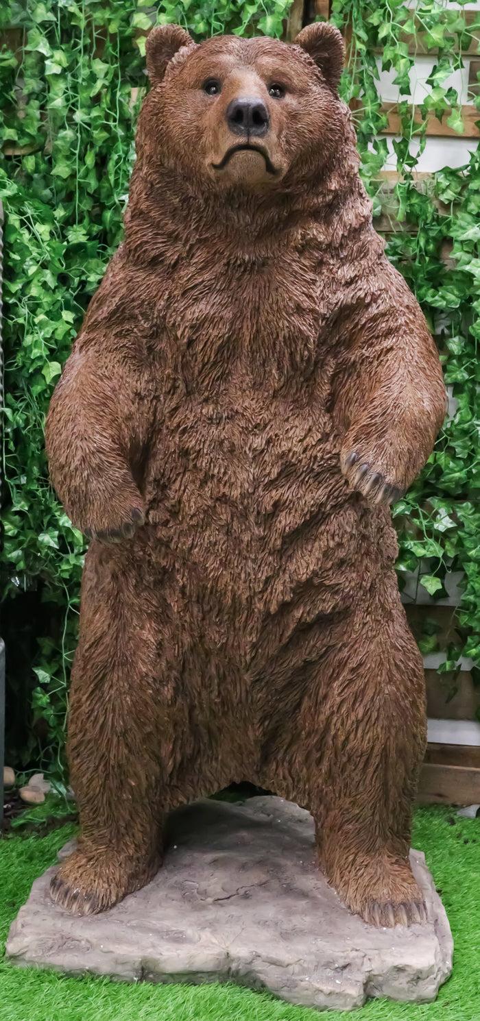 ebros gift Ebros Giant Size Forest Wildlife Realistic Standing Brown Grizzly Bear Statue More Than 4' Feet Tall Rustic Cabin Lodge Hunter Decor Bears Figurine Gallery Quality Home and Patio Decorative Sculpture