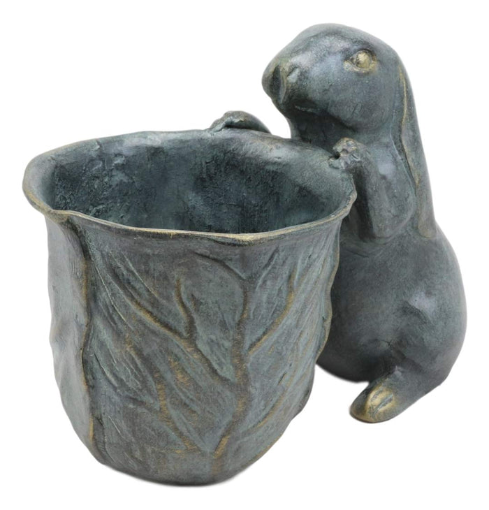 Ebros Gift Ebros Gift 11.25" Long Aluminum Rustic Whimsical Peeking Bunny Rabbit Flowers Or Plants Planter Pot Garden Statue Decorative Rabbits Accent Decor