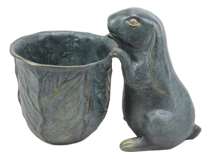 Ebros Gift Ebros Gift 11.25" Long Aluminum Rustic Whimsical Peeking Bunny Rabbit Flowers Or Plants Planter Pot Garden Statue Decorative Rabbits Accent Decor