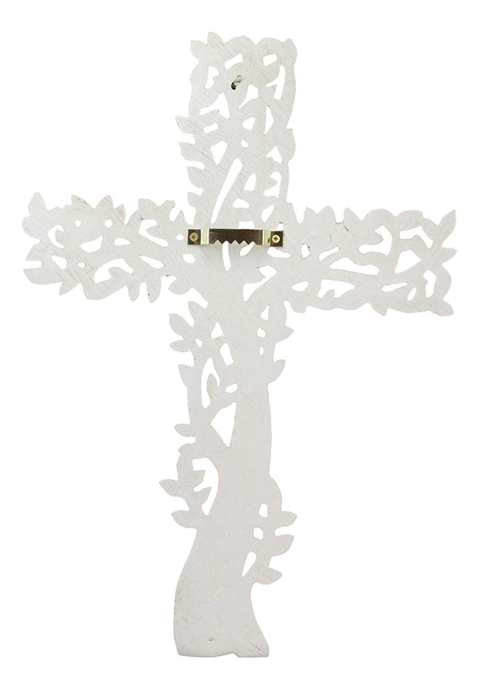 Ebros Gift Ebros Gift 12" Tall Faux Stone Rustic Western Tree Of Life Filigree Lace Design Wall Cross Decor Hanging Resin Sculpture Catholic Christian Country Cabin Lodge Accent Decorative Crosses
