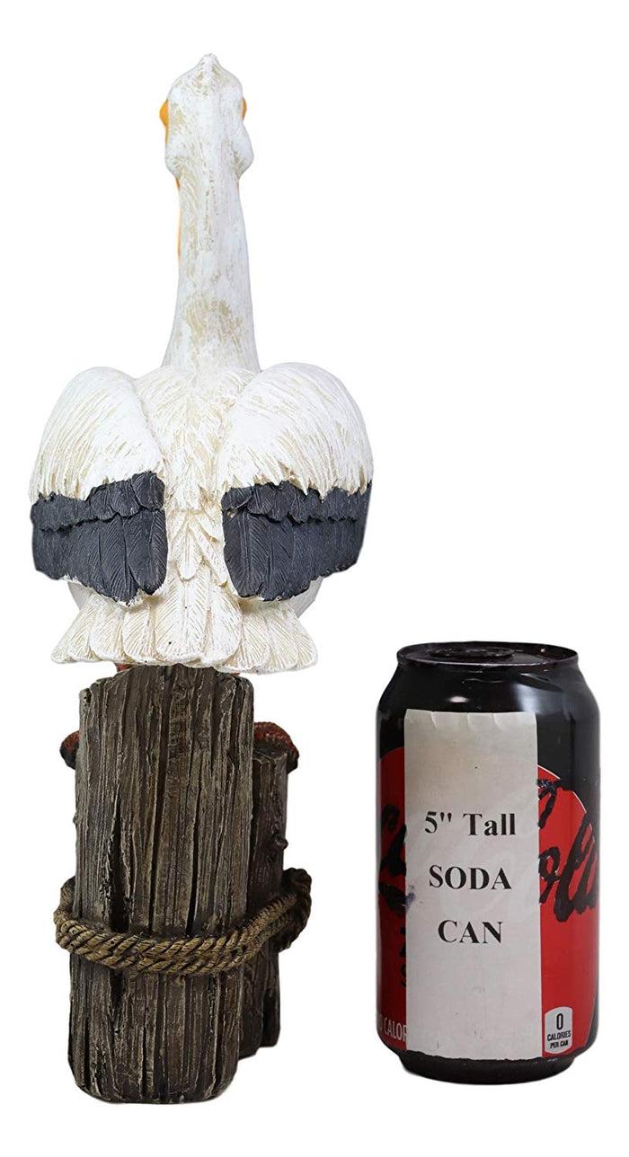 Ebros Gift Ebros Gift 12" Tall Ocean Marine Beach Coastal Great White Pelican Perching On Getty Post Statue Home Decor Birds Pelicans Nature As Centerpiece Decorative Sculpture Figurine