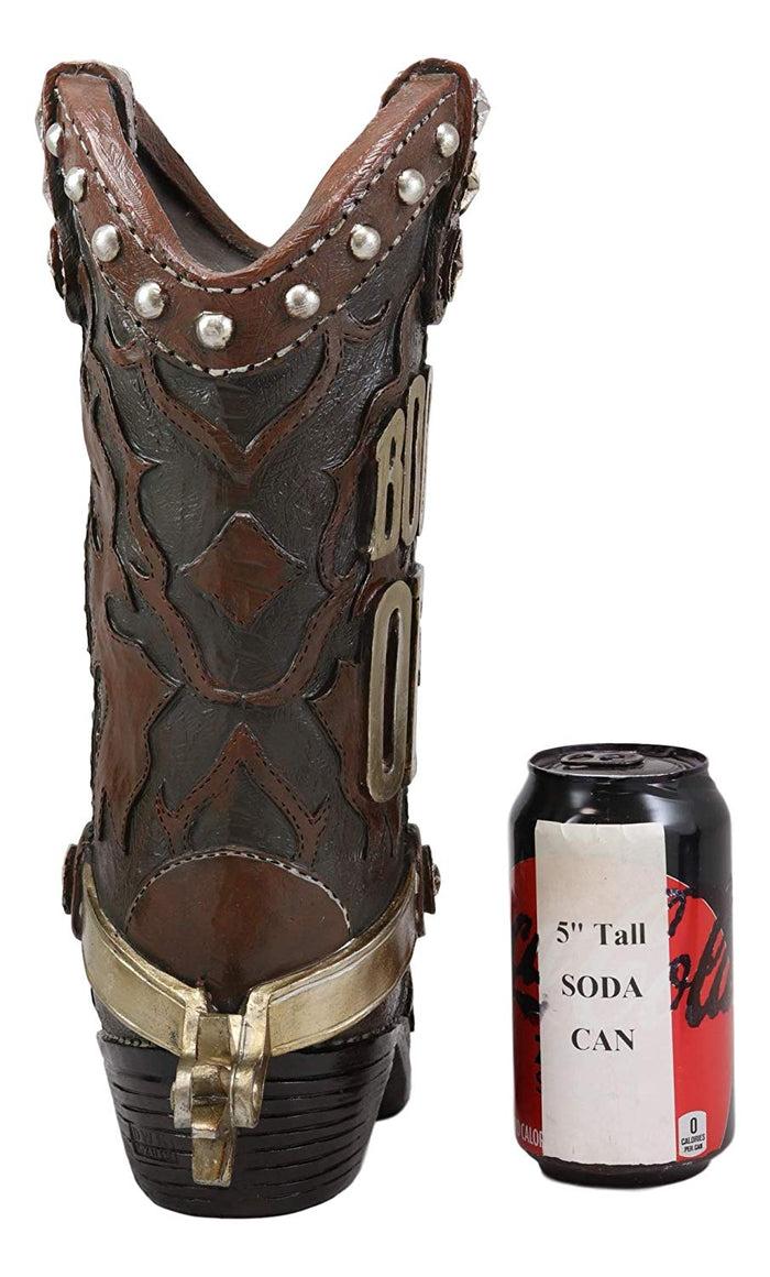 Ebros Gift Ebros Gift 13" Tall Rustic Western Brown Cowboy Boot With Spur And Western Stars In Tooled Leather Design Decorative Figurine Courtesy Sign 'Boots Off Please' For Home Entrance Mudroom Backyard Patio