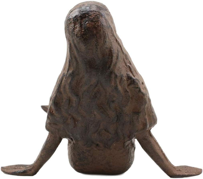 Ebros Gift Ebros Gift 16.25" Long Nautical Siren Mermaid Leaning Back Cast Iron Rustic Vintage Finish Shelf Sitter Statue Ocean Goddess Princess Coastal Beach Under The Sea Mermaids Decorative Accent