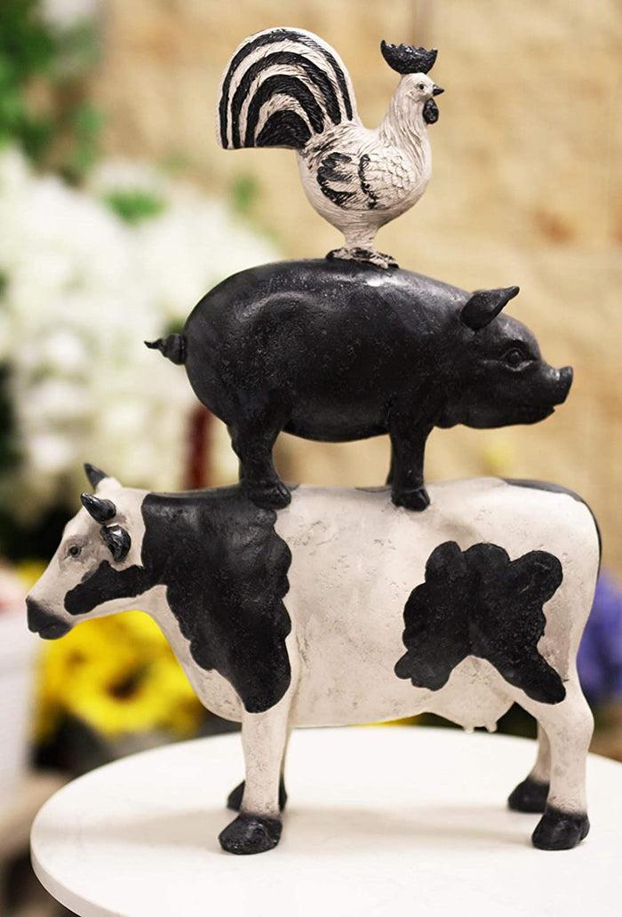 ebros gift Ebros Gift 18.5"Tall Large Chicken Pig And Cow Stacked Decorative Statue Plaque