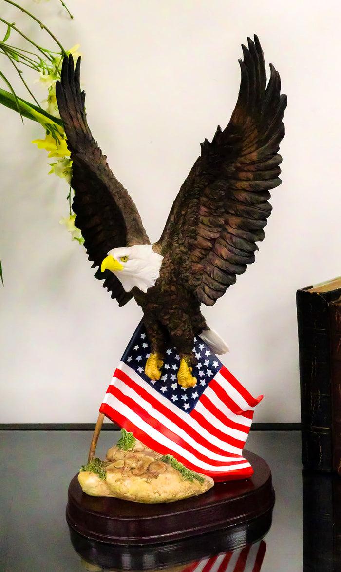 ebros gift Ebros Gift 18" Tall Large Patriotic Bald Eagle Clutching On American Flag Decorative Figurine