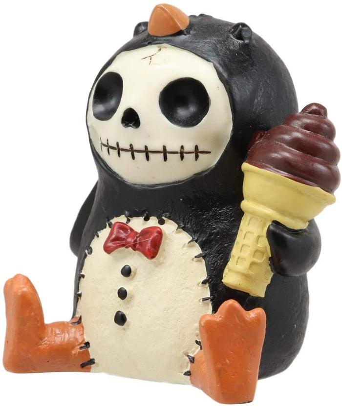 Ebros Gift Ebros Gift 2.5" Tall Furrybones Pen The Emperor Penguin Chick With Red Bow Tie And Sugar Cone Ice Cream Collectible Figurine Skeleton Monster Penguins Hooded Costume Furry Bones Statue
